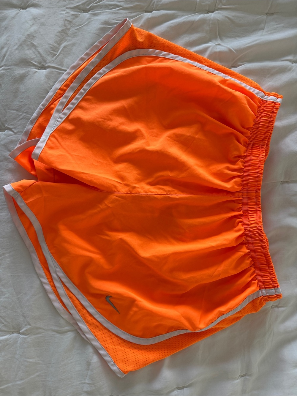 Nike Women’s Neon Orange Athletic Shorts with White Trim